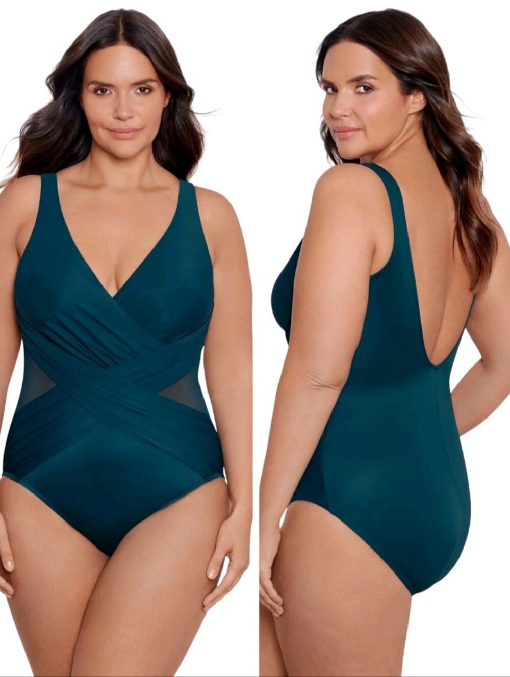 Miraclesuit Teal Draped One-Piece Swimsuit